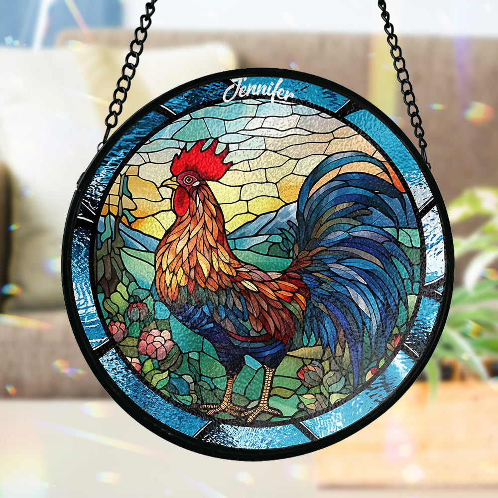 Liebe Huhn – Personalisierter Hühner-Glas-Sonnenfänger