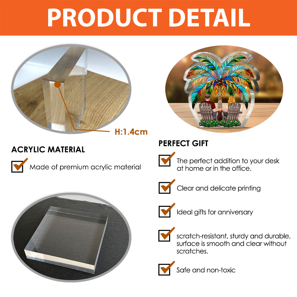Unter der Palme – Glückliches Paar – Personalisierte Acrylplakette in individueller Form