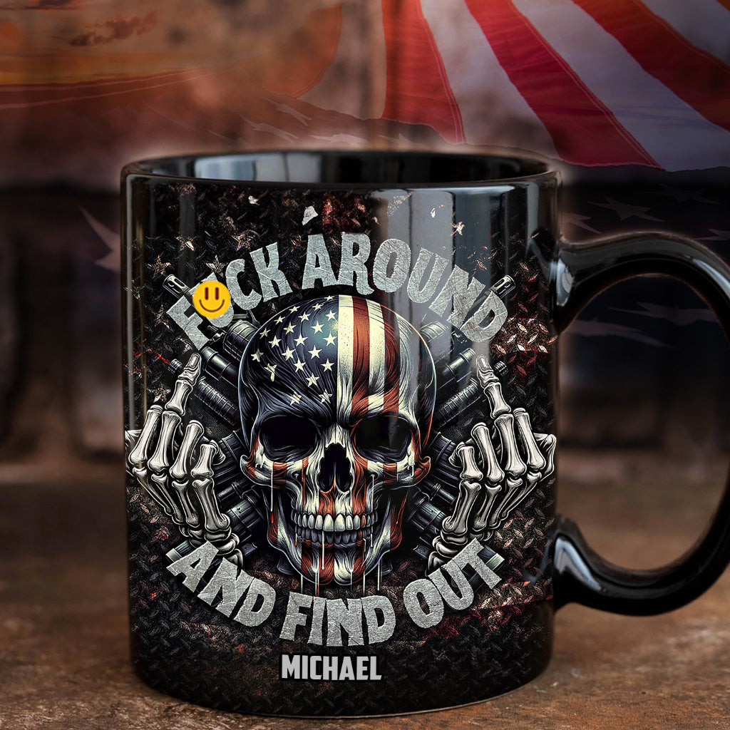 Amerikanische Flagge Skelett - Personalisierte Totenkopf-Tasse