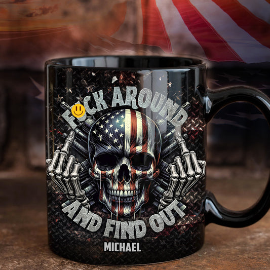 Amerikanische Flagge Skelett - Personalisierte Totenkopf-Tasse