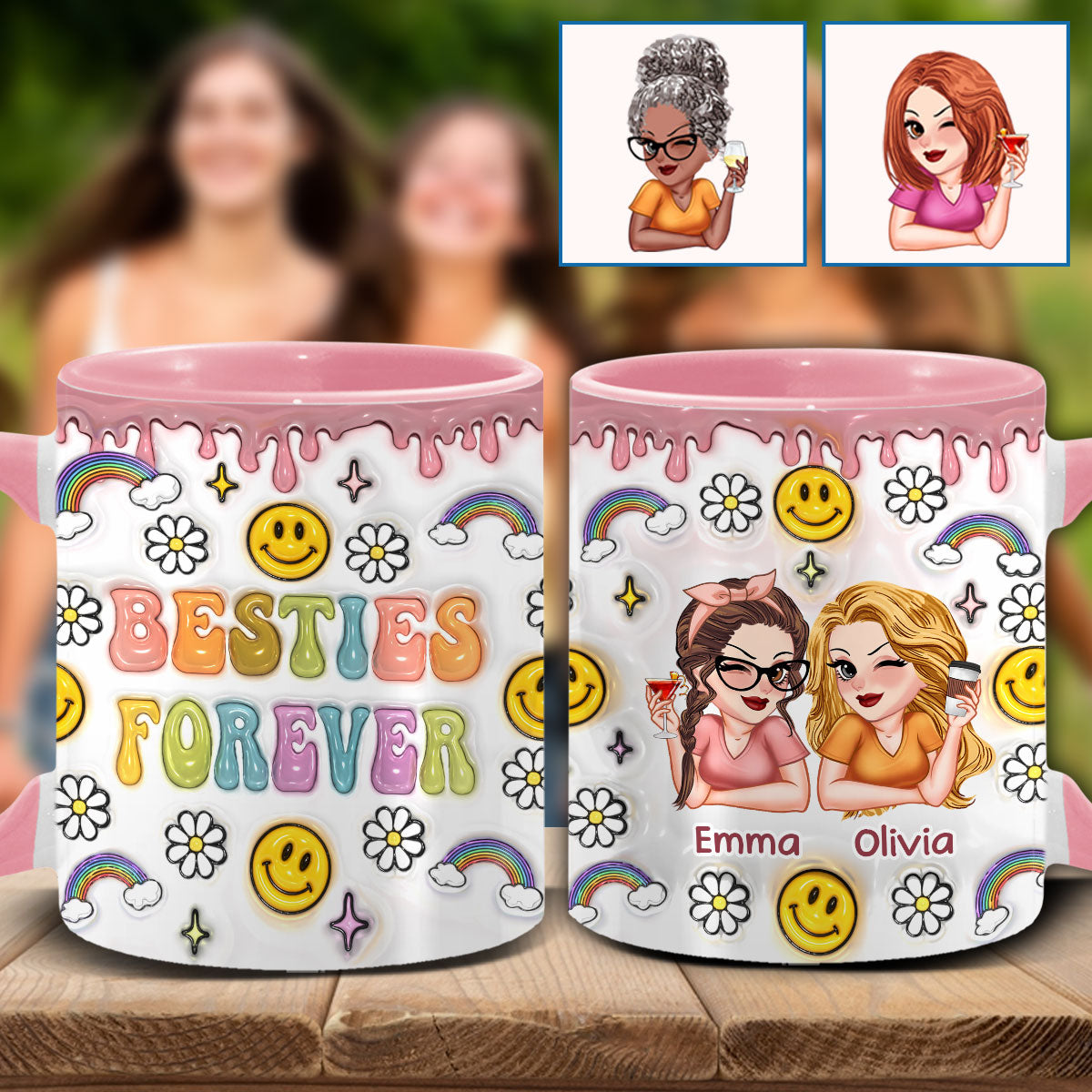 Für immer beste Freundinnen - Personalisierte Tasse mit Freundschaftsmotiv
