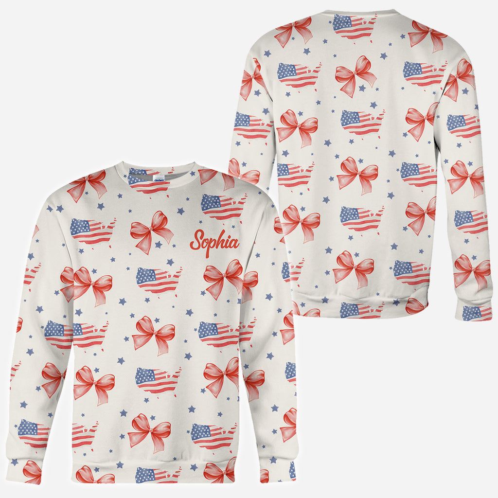 Coquette American Girl - Personalized Independence Day/ 4th of July All Over Shirt