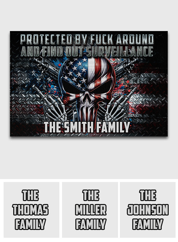 Geschützt durch Fck Around and Find out Überwachung - Personalisierte Totenkopf-Fußmatte