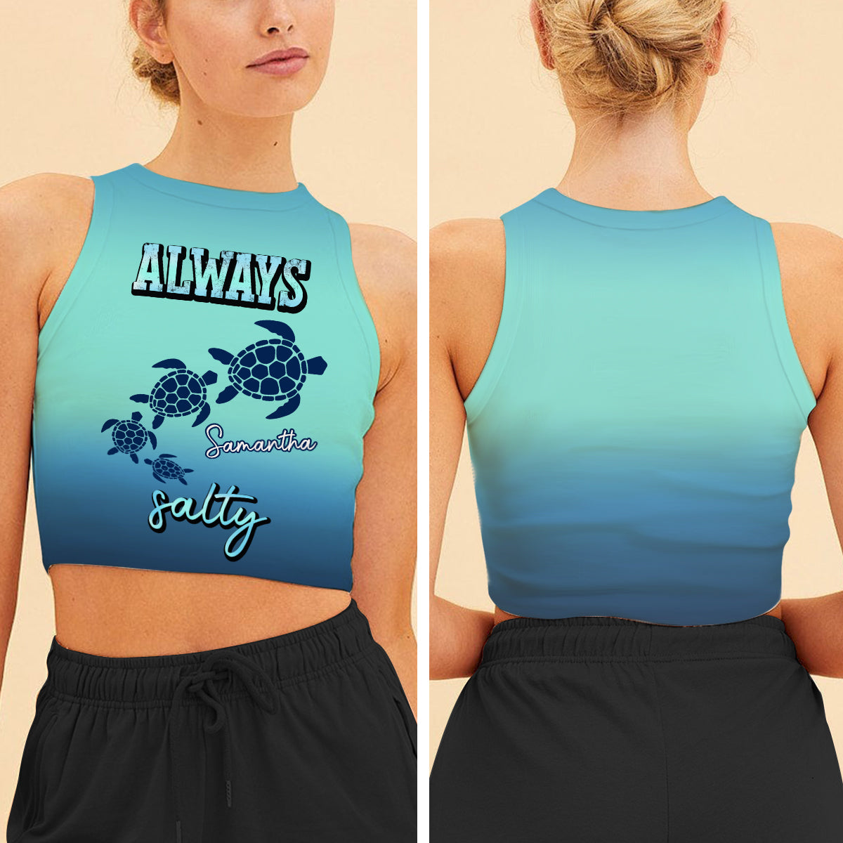 Immer salzig – personalisiertes Schildkröten-Crop-Top