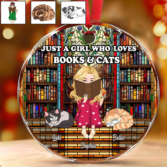 Just A Girl Who Loves Books - Personalized Book Round Shaped Glass Ornament