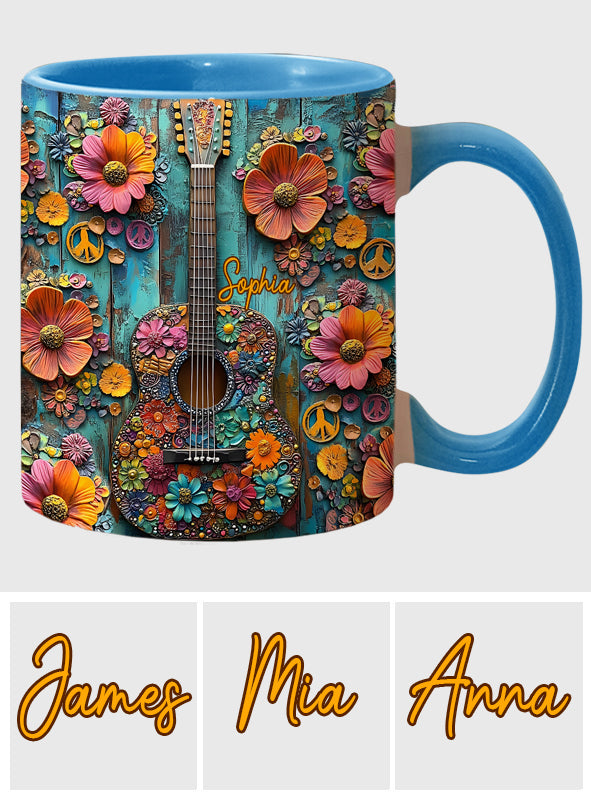 Vintage-Hippie-Gitarre – Personalisierter Hippie-Akzentbecher