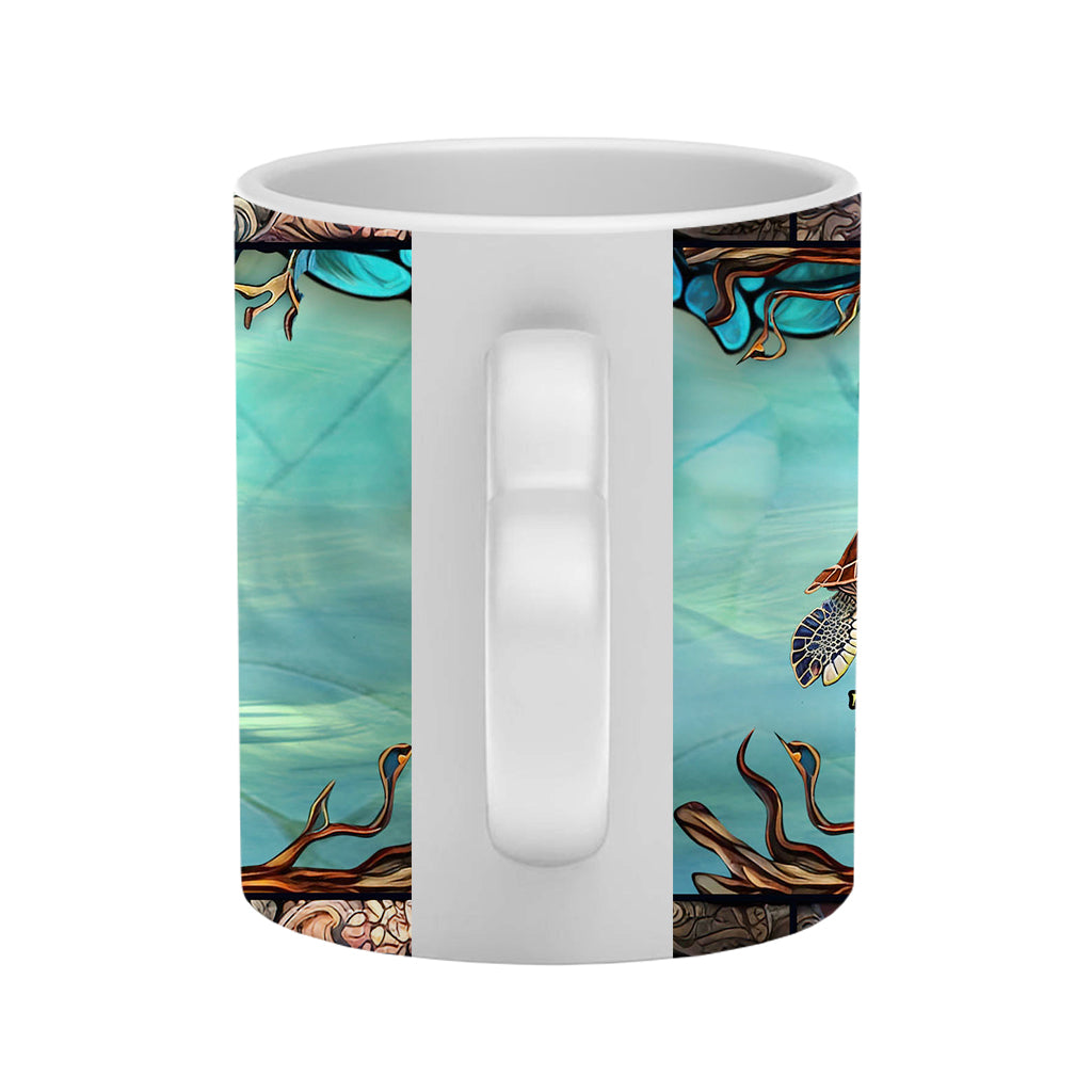 Du und ich und das Meer – Personalisierte Tasse mit Schildkrötenherz-Henkel