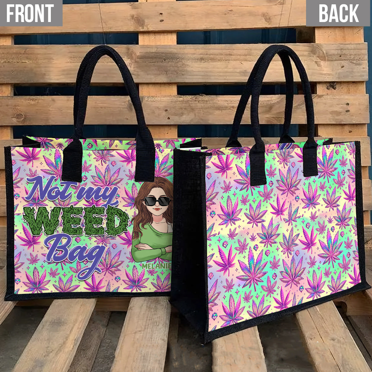 Mutter Scheiße, vielleicht 420 – Personalisierte Tragetasche und Kosmetiktasche aus Canvas mit Weed-Motiv