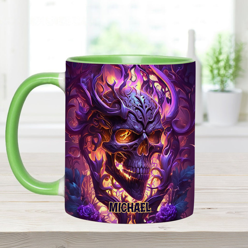 Feuer und Wut – Personalisierte Tasse mit Totenkopf-Akzent