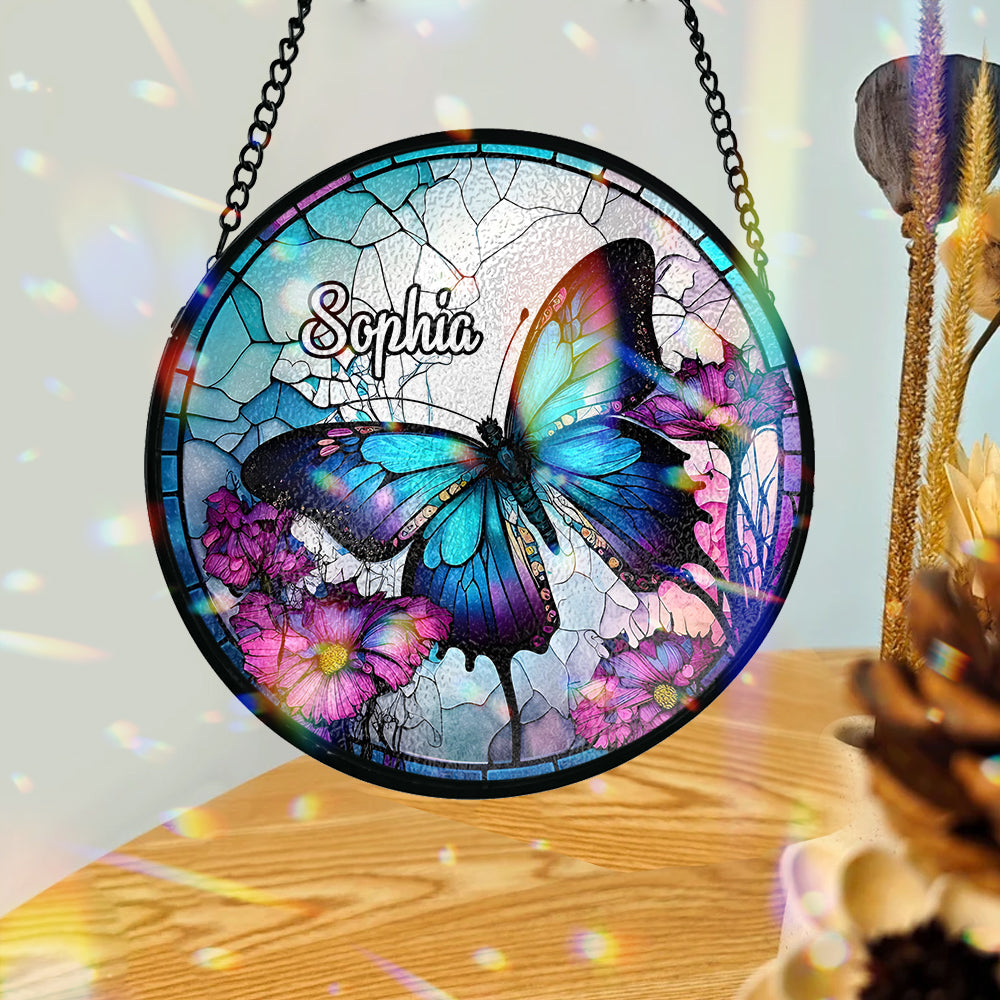Beautiful Butterfly - Personalized Butterfly Stained Glass Suncatcher