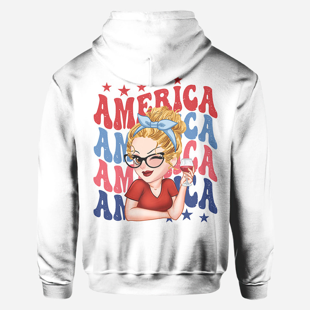 American Girly – Personalisiertes T-Shirt zum Unabhängigkeitstag/4. Juli
