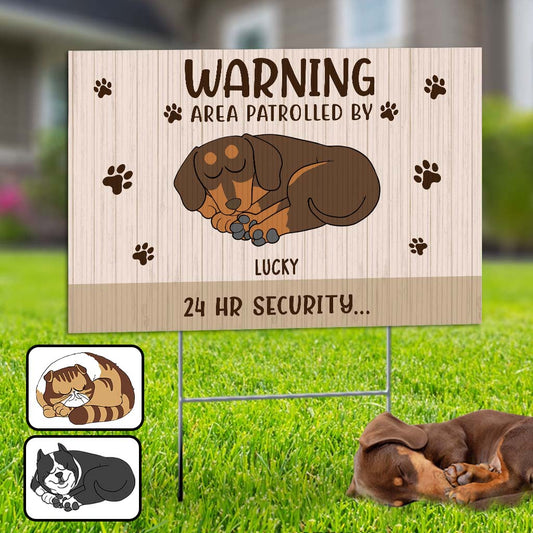 24-Stunden-Sicherheit – Personalisiertes Hunde-Gartenschild