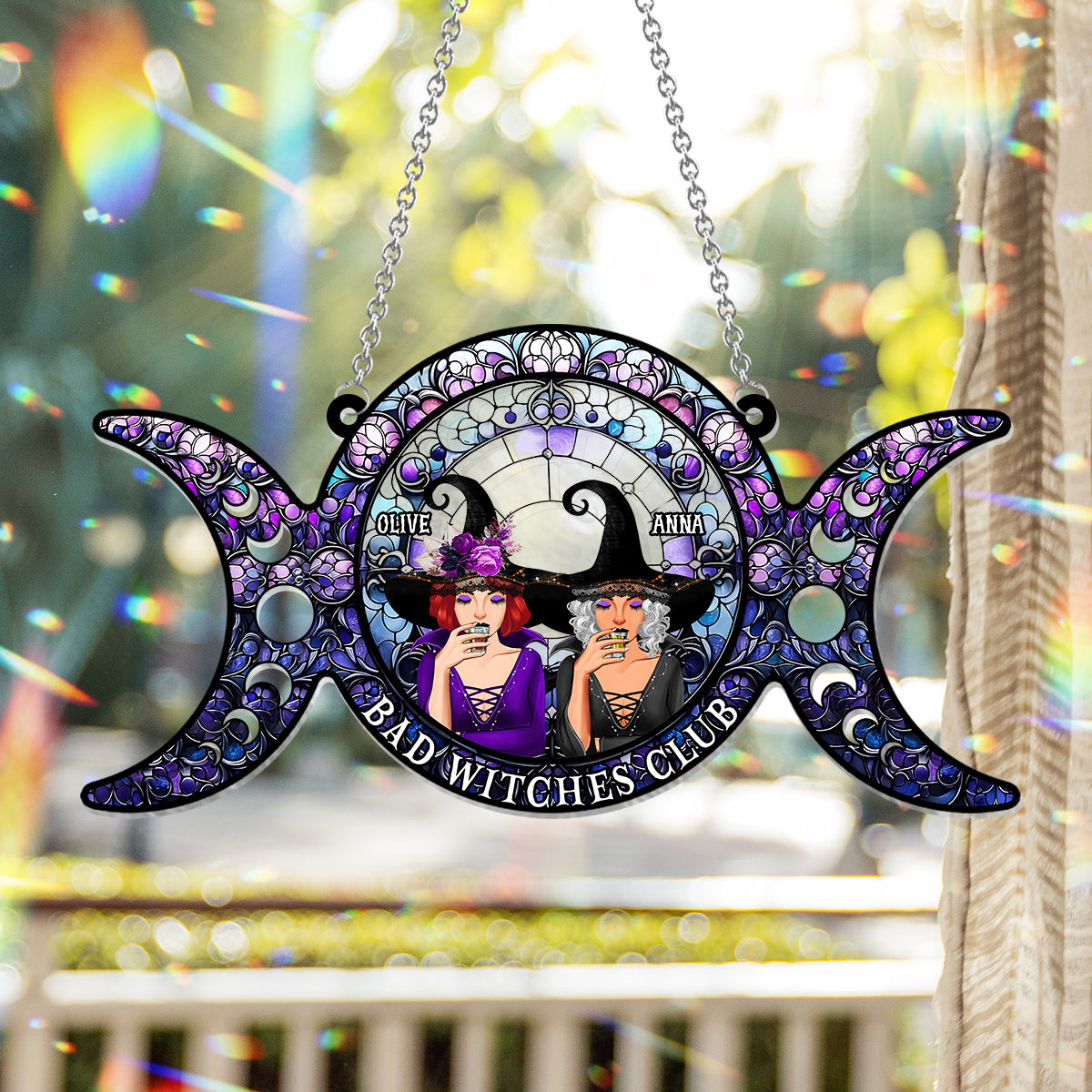 We Are Not Sugar & Spice - Personalized Witch Window Hanging Suncatcher Ornament