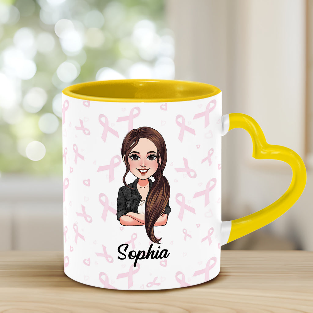 Lieber Krebs, du hast dir die Falsche ausgesucht – Personalisierte Tasse mit Herzgriff zur Brustkrebsvorsorge