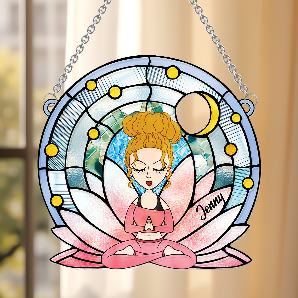 Namaste – Personalisierter Yoga-Fensterhänger-Sonnenfänger 