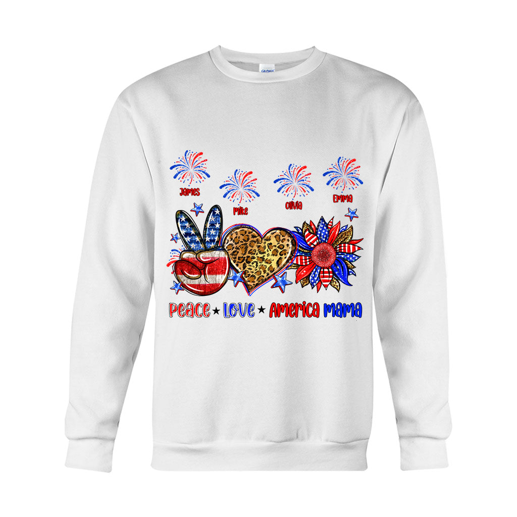 Frieden, Liebe, amerikanische Oma, Mama – personalisiertes Mutter-T-Shirt und Hoodie