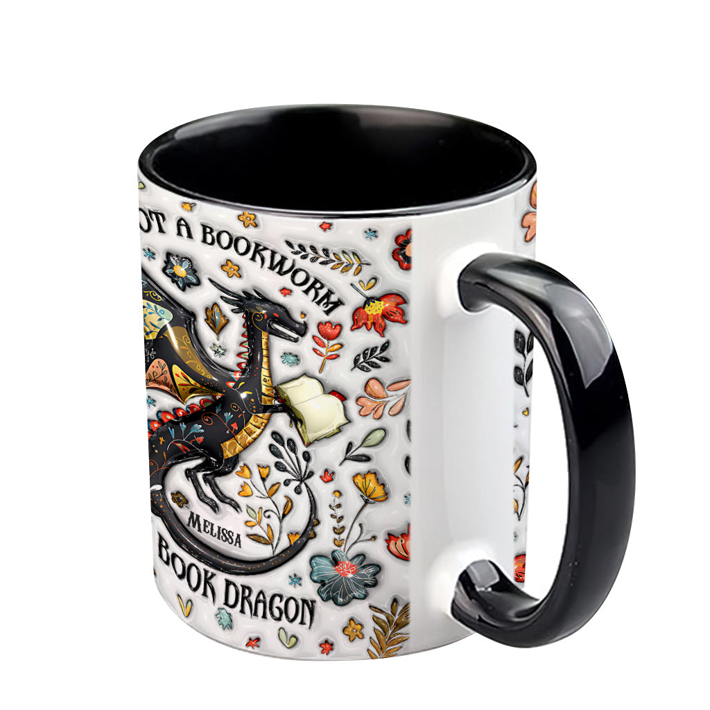 I'm Not A Book Worm I'm A Book Dragon - Personalized Book Accent Mug