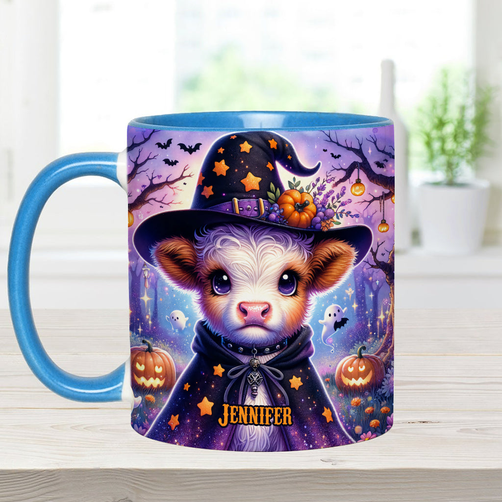 Baby Highland Cow Witch Halloween - Personalisierter Akzentbecher