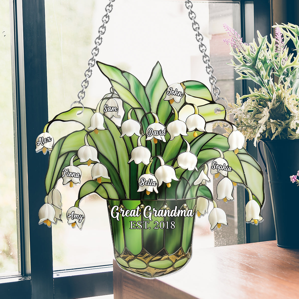 Maiglöckchen-Oma-Oma-Oma-Fensterhänger-Sonnenfänger-Ornament 