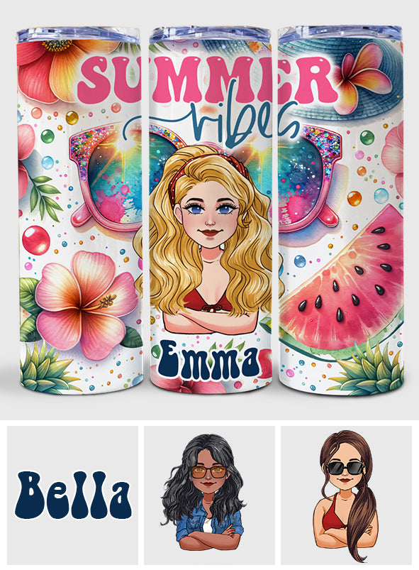 Sommerfeeling – Personalisierter, schlanker Trinkbecher für Meeresliebhaber