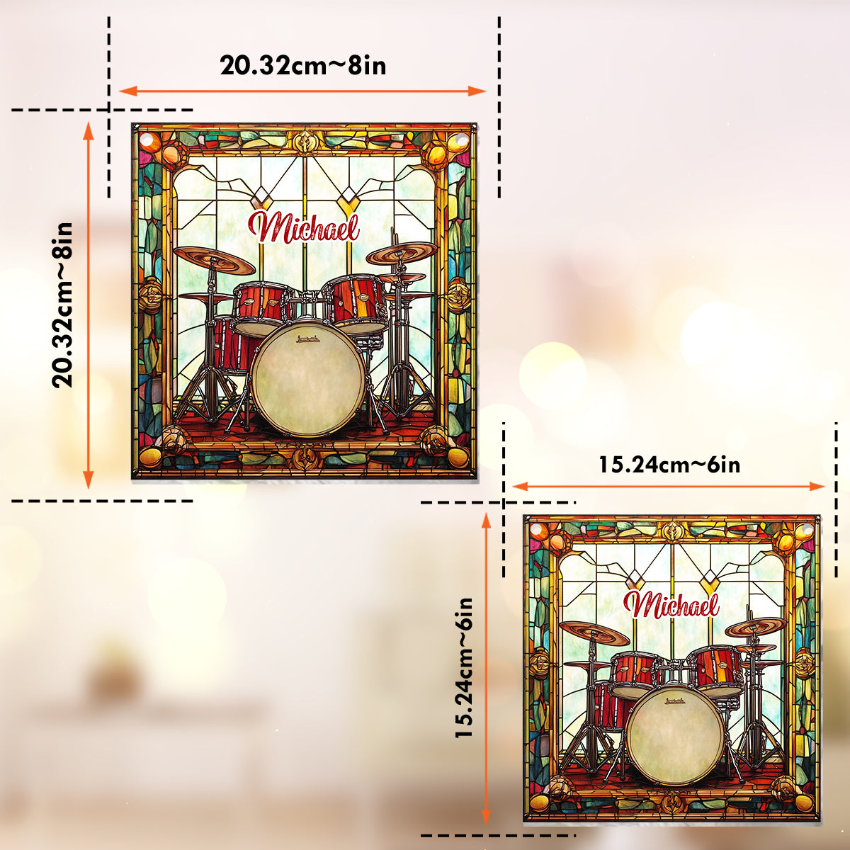 Love Drums - Personalized Drummer Window Hanging Suncatcher Ornament