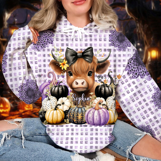 Cute Baby Highland Cow Fall Pumpkins - Personalized All Over Shirt