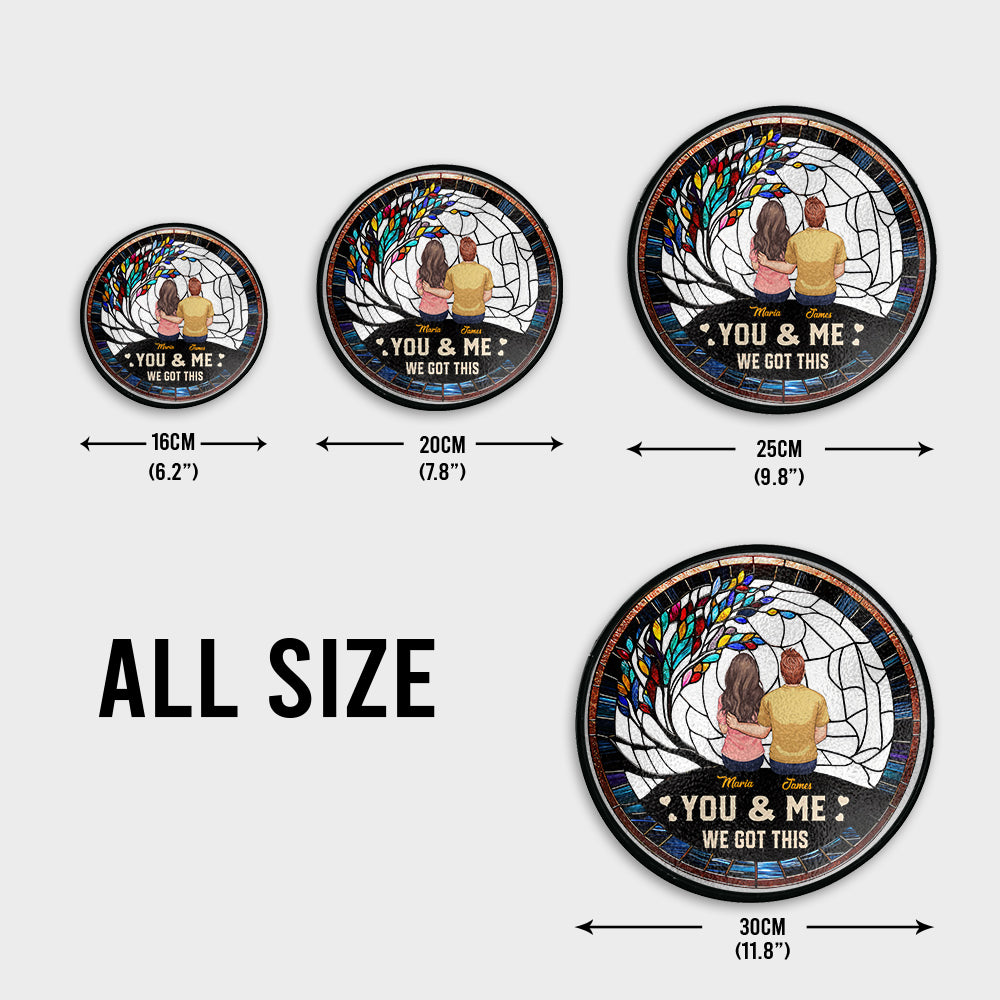 Du und ich, wir schaffen das – Personalisierter Buntglas-Sonnenfänger für Paare