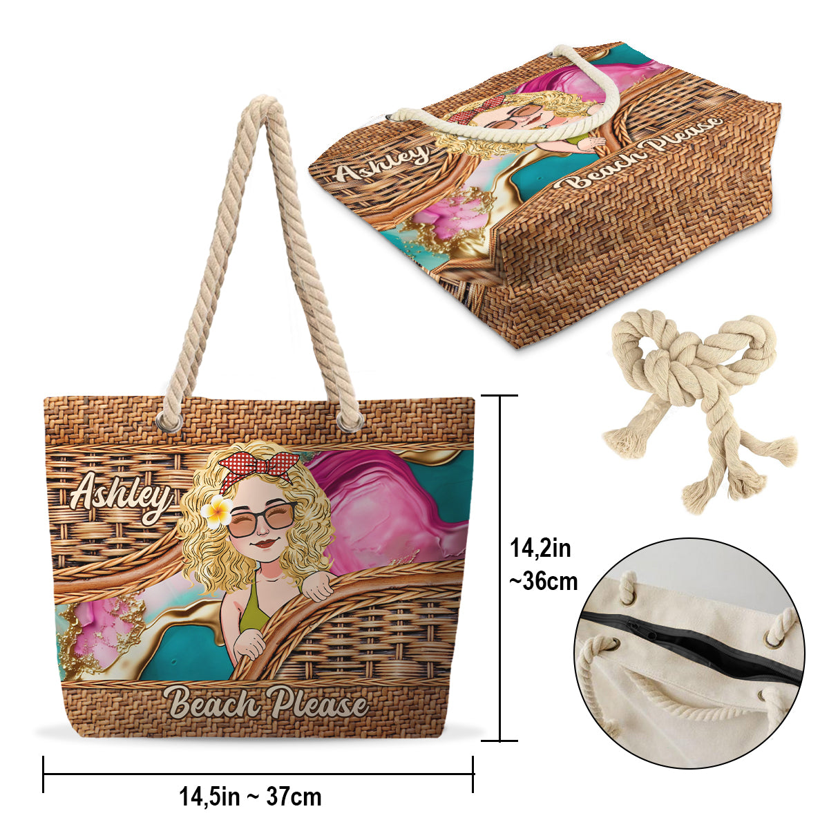 Beach Please - Personalized Sea Lover Beach Bag