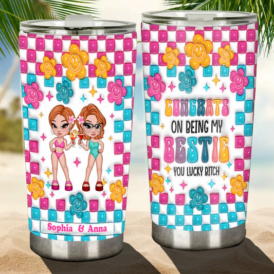 Herzlichen Glückwunsch, dass du meine beste Freundin bist, du Glückspilz! - Personalisierter Bestie-Becher