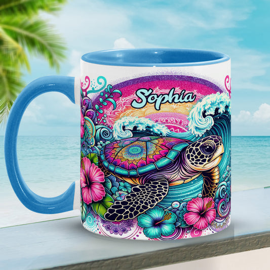 Peace Love Turtle – Personalisierte Tasse mit Schildkrötenmotiv