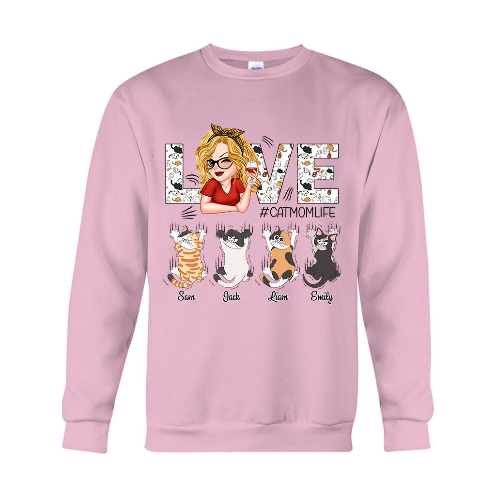 Liebe das Leben als Katzenmama – Personalisiertes Katzen-T-Shirt und Hoodie