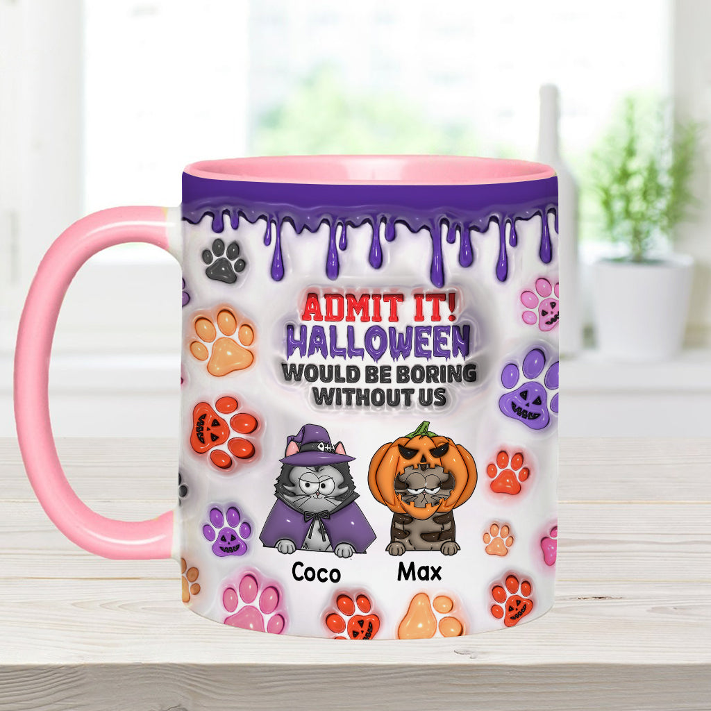 Halloween wäre ohne mich langweilig – personalisierte Tasse mit Katzenmotiv