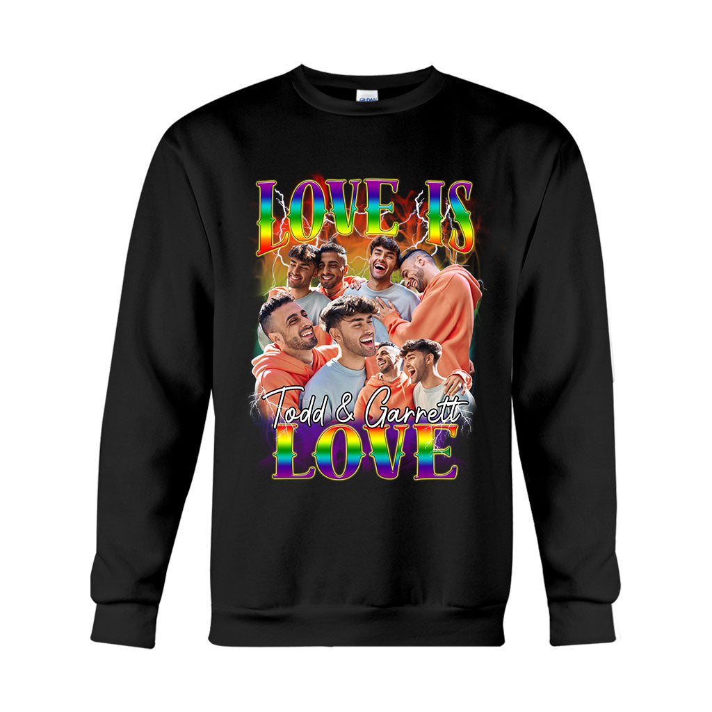 Love Is Love Bootleg Rainbow – Personalisiertes LGBT-Unterstützungs-T-Shirt und Hoodie
