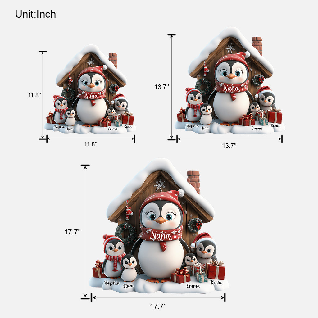 Beliebiger Titel: Niedlicher Pinguin – Personalisiertes Holzschild in individueller Form für Oma