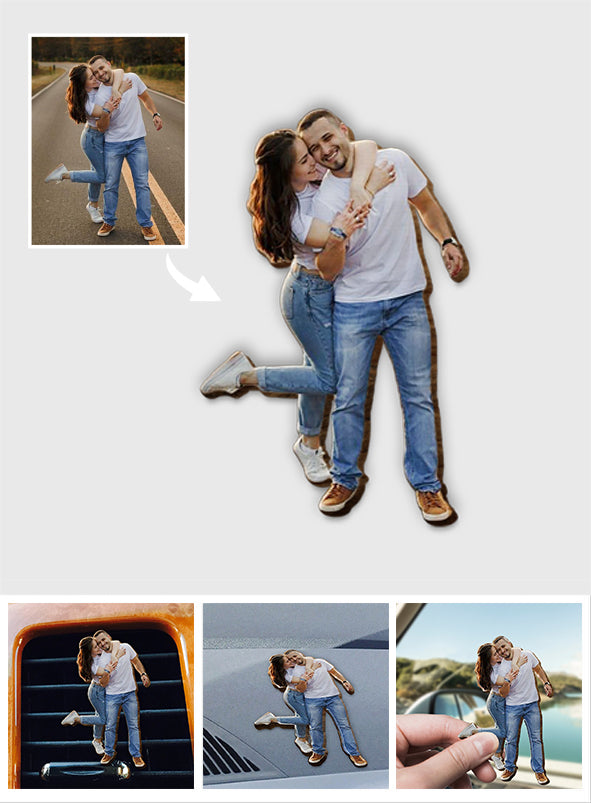 Ich liebe dich bis zum Mond und zurück – Personalisierter Auto-Sonnenblendenclip in Pärchenform