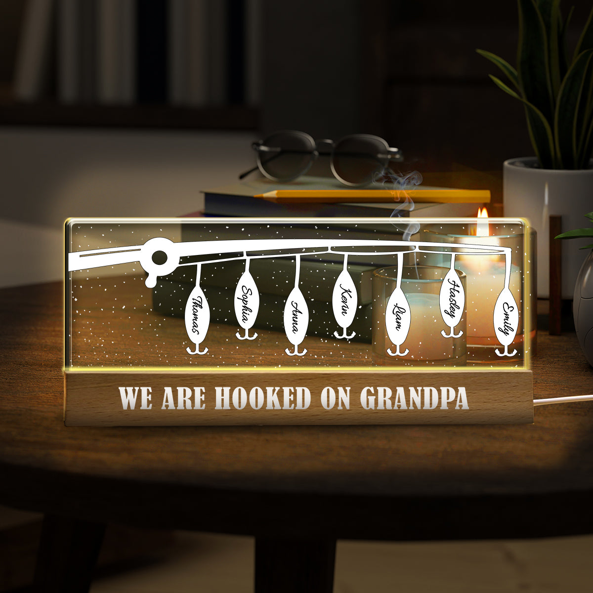 „Hooked On Dad“ – Personalisierte LED-Nachtleuchte für Väter