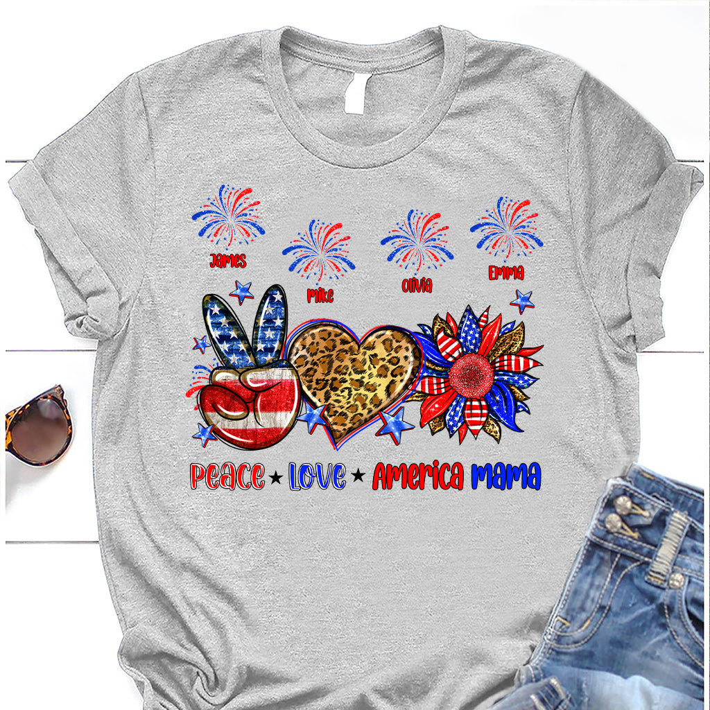 Frieden, Liebe, amerikanische Oma, Mama – personalisiertes Mutter-T-Shirt und Hoodie
