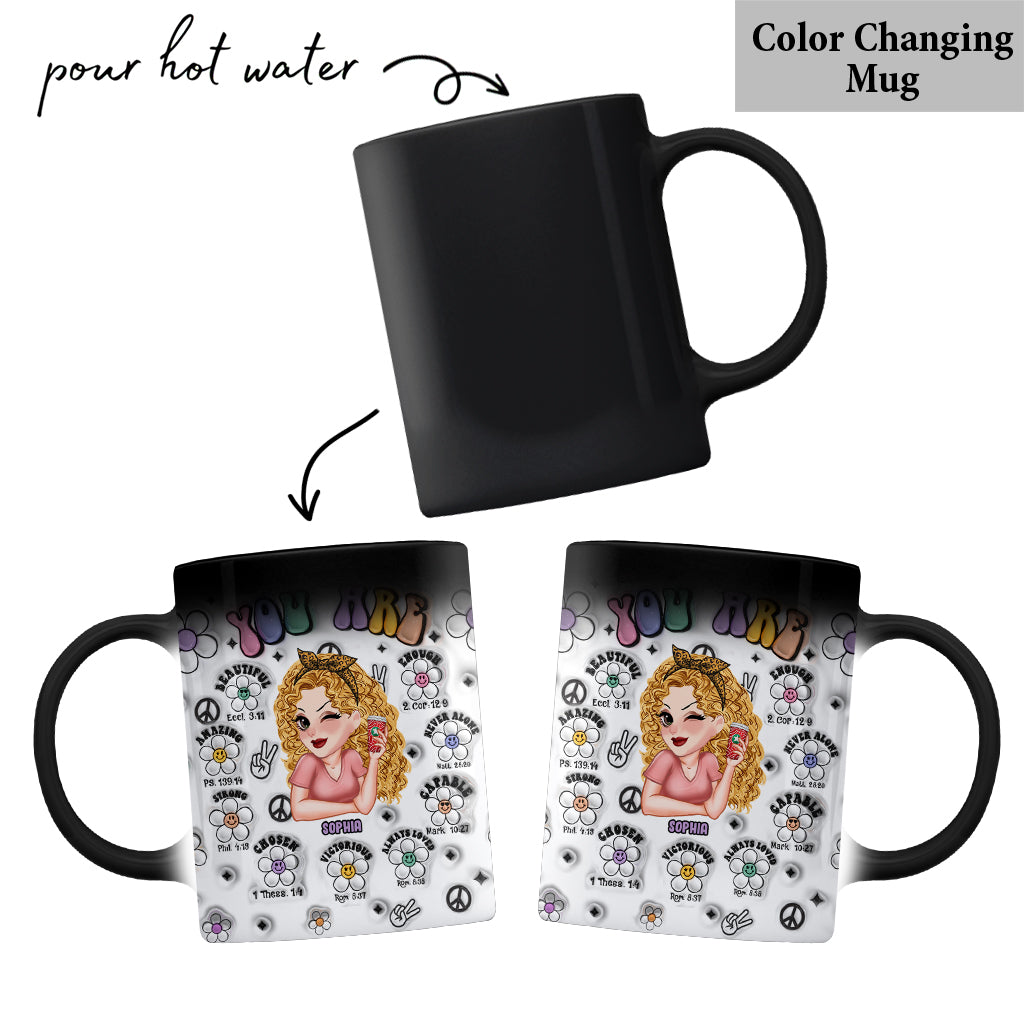 Du bist schön, stark, siegreich genug – personalisierte Hippie-Tasse