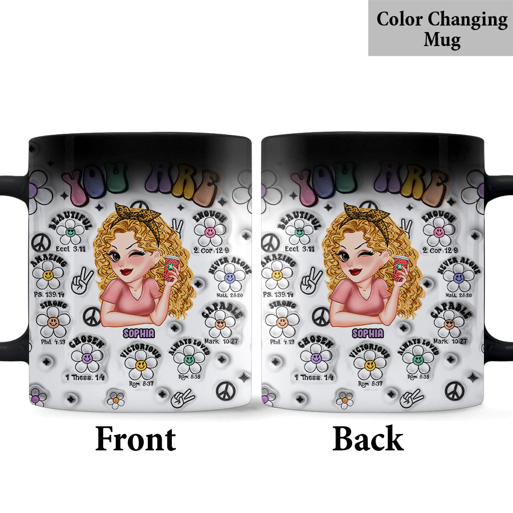 Du bist schön, stark, siegreich genug – personalisierte Hippie-Tasse