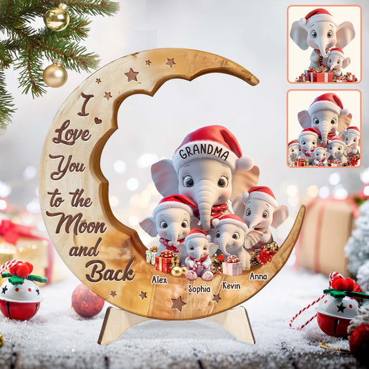 I Love You To The Moon And Back - Personalized Grandma 2 Layered Wood Sign / Wood Plaque