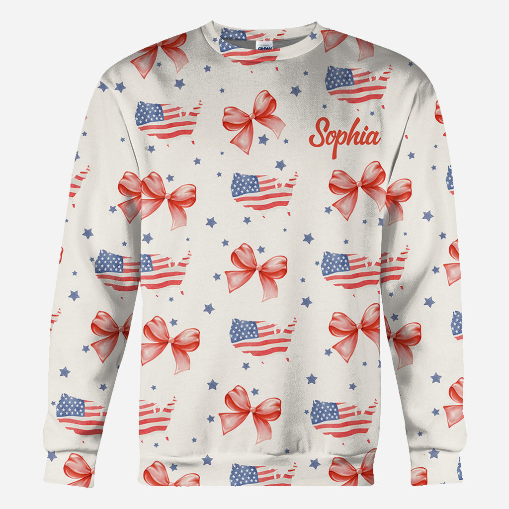 Coquette American Girl - Personalized Independence Day/ 4th of July All Over Shirt