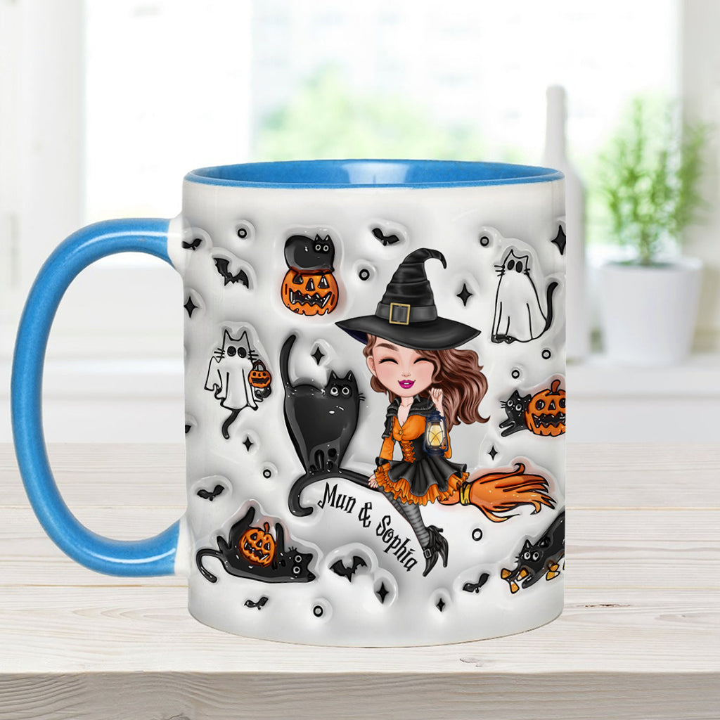 Cute Witch Halloween Ghost Boo Cat - Personalized Witch Accent Mug