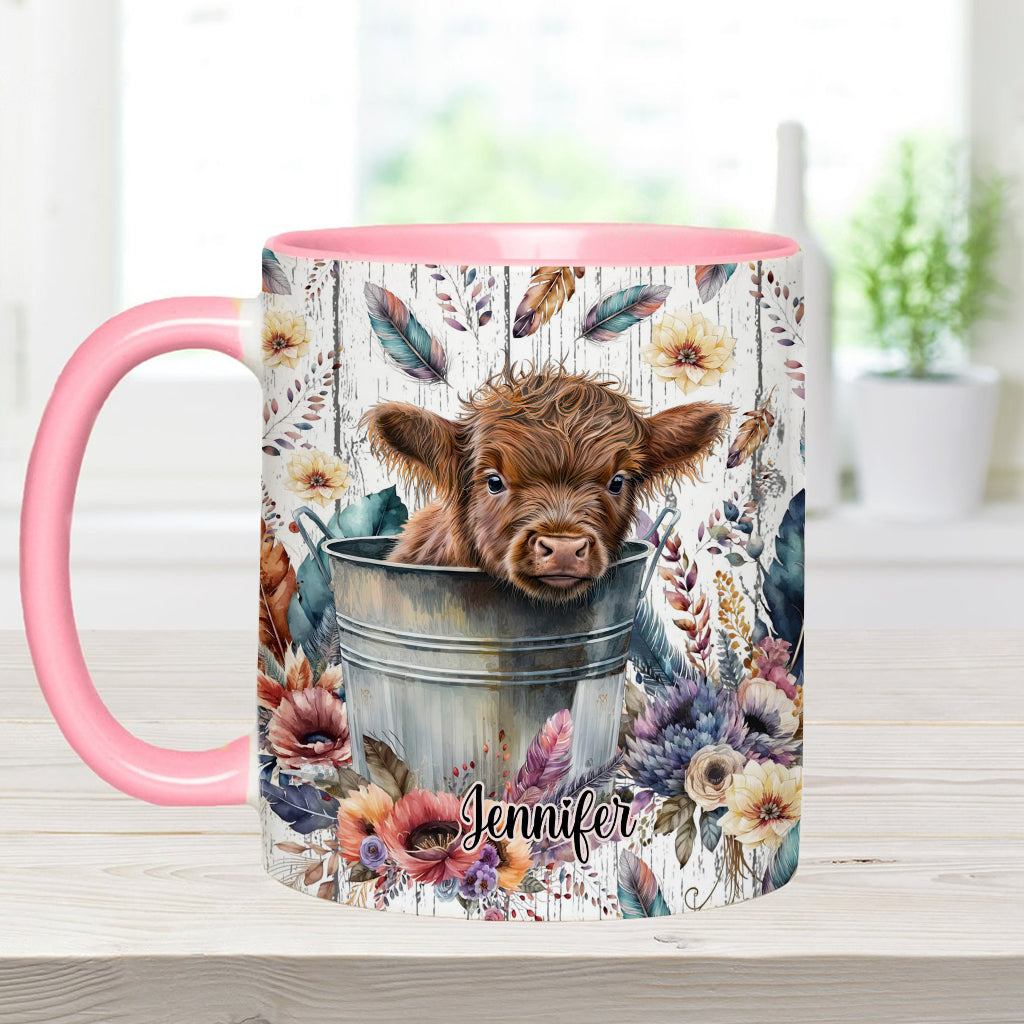 Baby Highland Cow Western Style - Personalisierter Akzentbecher