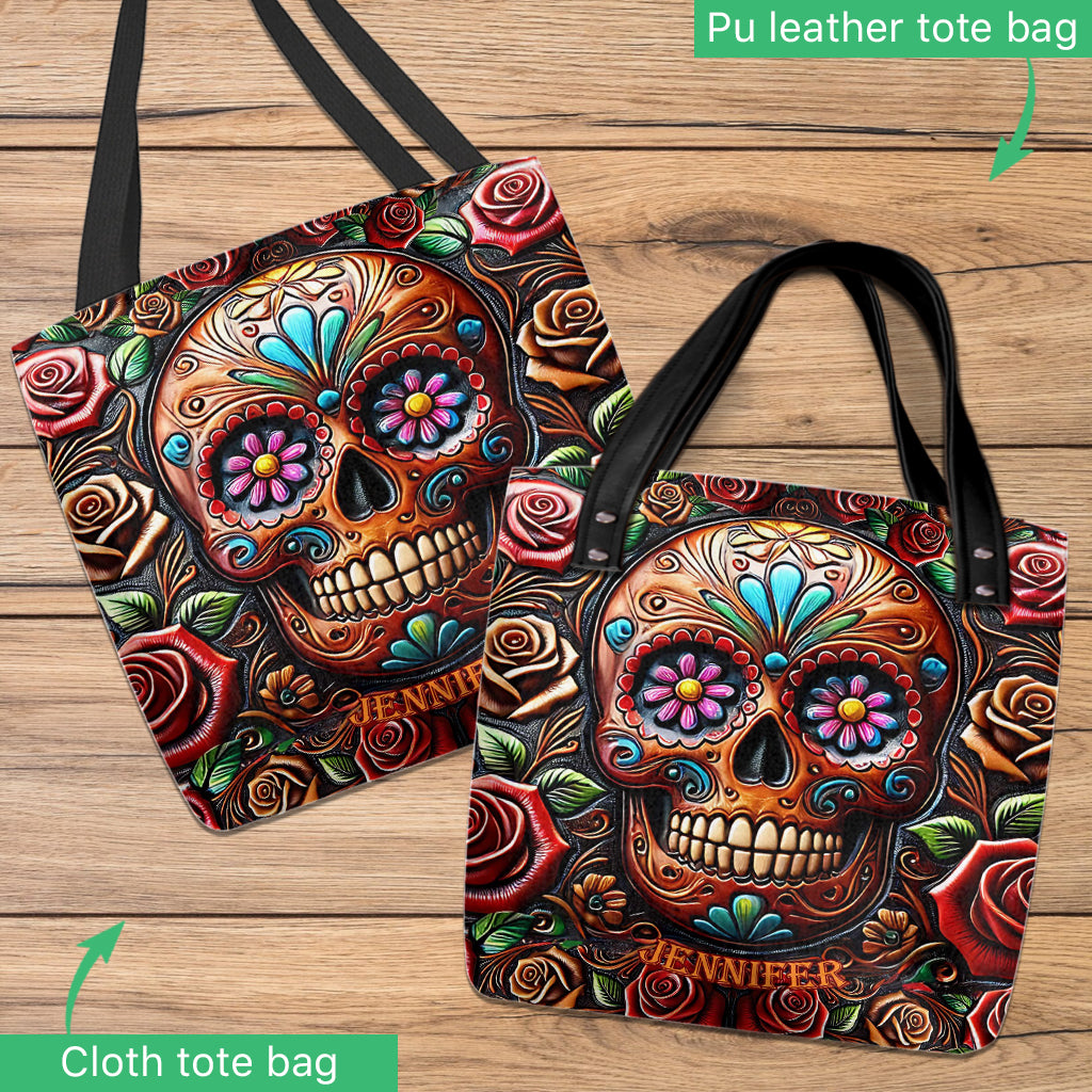 Rosen und Totenkopf – Personalisierte Totenkopf-Tragetasche