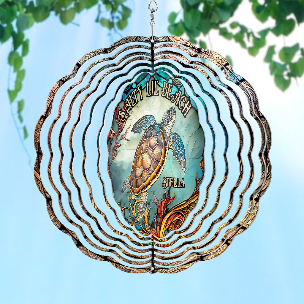 Salty Lil' Beach - Personalized Turtle Wind Spinner