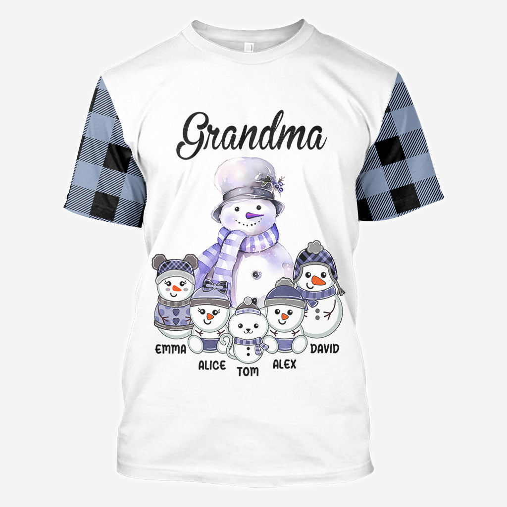 Grandma Snowman - Personalized Grandma All Over Shirt