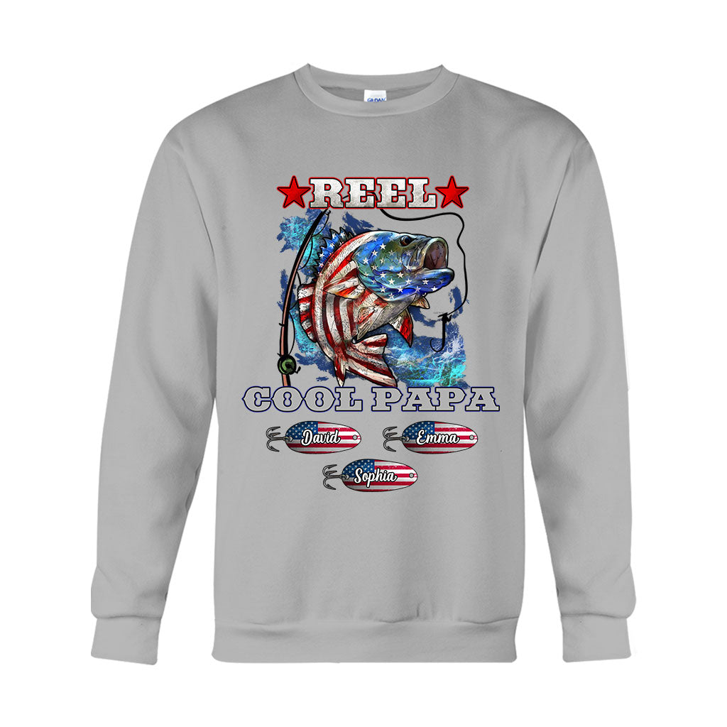 Reel Cool Papa Dad Uncle - Personalisiertes Angel-T-Shirt und Hoodie