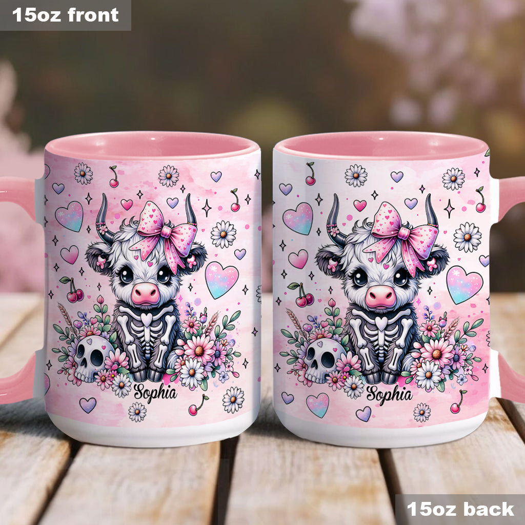 Cute Spooky Halloween Highland Cow - Personalized Accent Mug