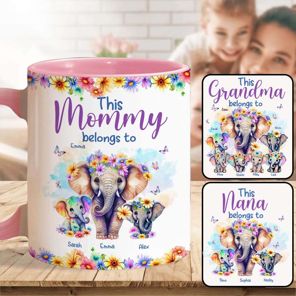 Elefanten – Diese Mama gehört zu uns – Personalisierte Tasse mit Muttermotiv
