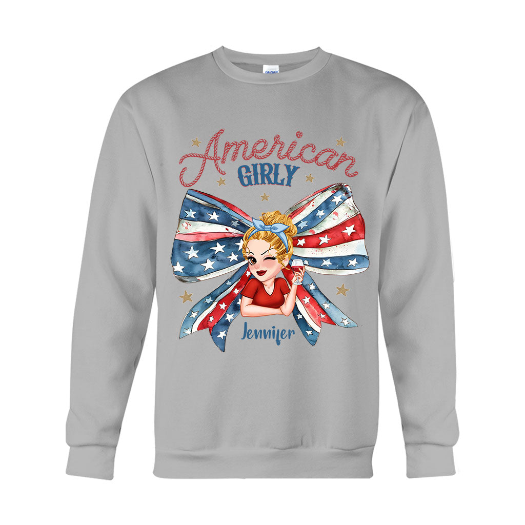 Coquette American Girl - Personalized Independence Day/ 4th of July T-shirt And Hoodie